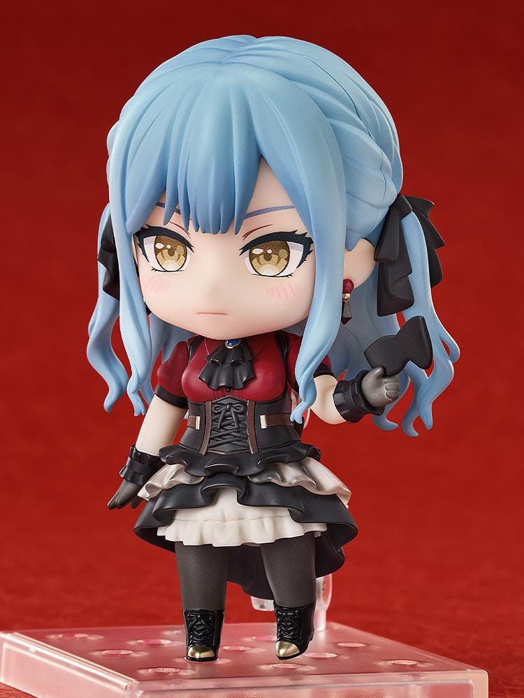 BanG Dream Nendoroid Oblivionis Figure with blue twin-tail hair, black masquerade mask, gothic outfit, and seated pose