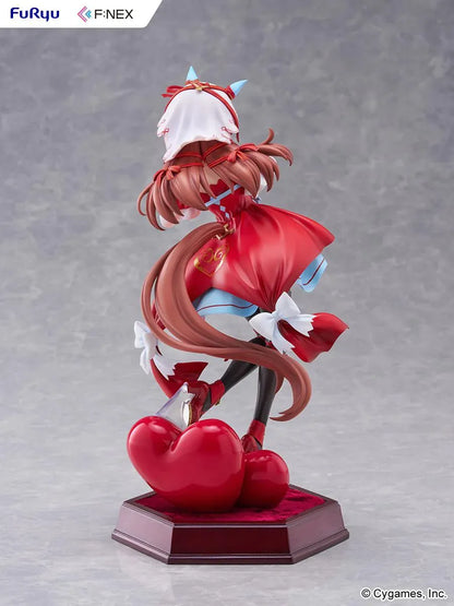 Umamusume Pretty Derby Still in Love 1/7 scale figure in a red and blue performance outfit on a heart-shaped display base