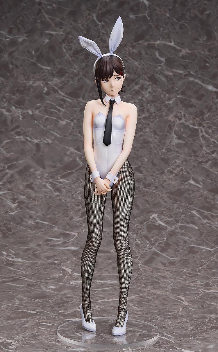 Chainsaw Man B-Style Kobeni (Bunny Ver.) 1/4 Scale Figure featuring Kobeni in a glossy white bunny outfit with black tie, fishnet stockings, and a shy pose.