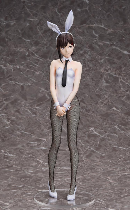 Chainsaw Man B-Style Kobeni (Bunny Ver.) 1/4 Scale Figure featuring Kobeni in a glossy white bunny outfit with black tie, fishnet stockings, and a shy pose.