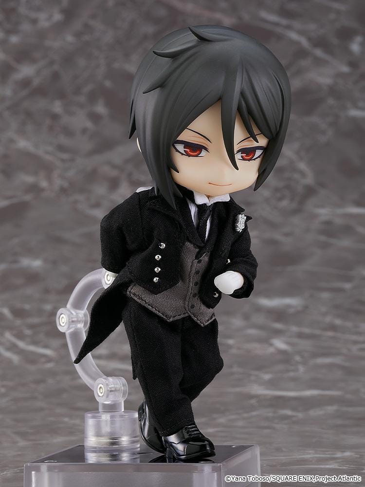 Black Butler Book of the Atlantic Nendoroid Doll Sebastian Michaelis Rerelease with black butler outfit, red eyes, gloves, and formal shoes