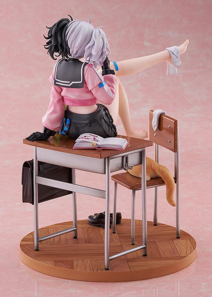 Snowbreak Containment Zone Eatchel The Cub Overdue Radiance 1/7 scale figure sitting on classroom desk with school accessories