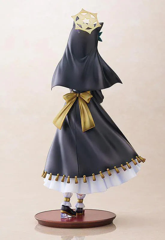 Blue Archive Mari 1/7 scale figure rerelease wearing a black-and-white nun-inspired dress with gold accents and peach-colored hair