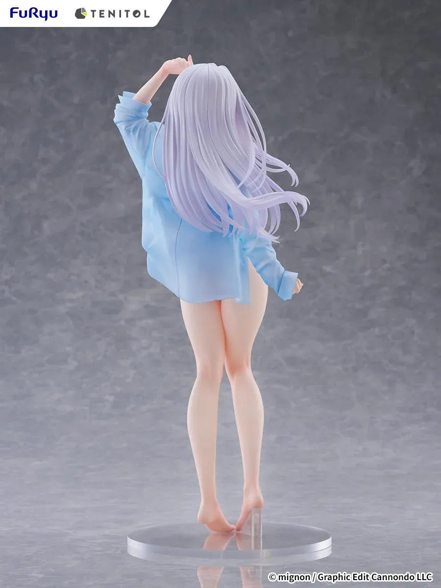Mignon Works TENITOL Tall Shiro Swimsuit Ver. figure in a white swimsuit with a translucent blue cover-up