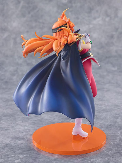 Slayers Lina Inverse Light Novel Non-scale Figure featuring Lina with bright orange hair, red and yellow outfit, black cape, white boots, and an energetic fantasy pose.