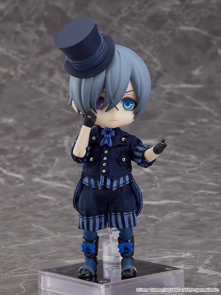 Black Butler Book of the Atlantic Nendoroid Doll Ciel Phantomhive Rerelease with blue formal outfit, top hat, eyepatch, and boots
