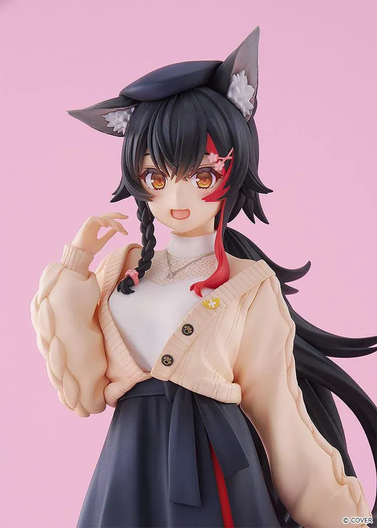 hololive production G.S. Collection Ookami Mio Date Style Street Outfit Ver. 1/7 Scale Figure wearing a cardigan, pleated skirt, and boots