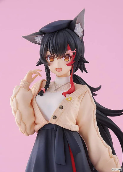 hololive production G.S. Collection Ookami Mio Date Style Street Outfit Ver. 1/7 Scale Figure wearing a cardigan, pleated skirt, and boots