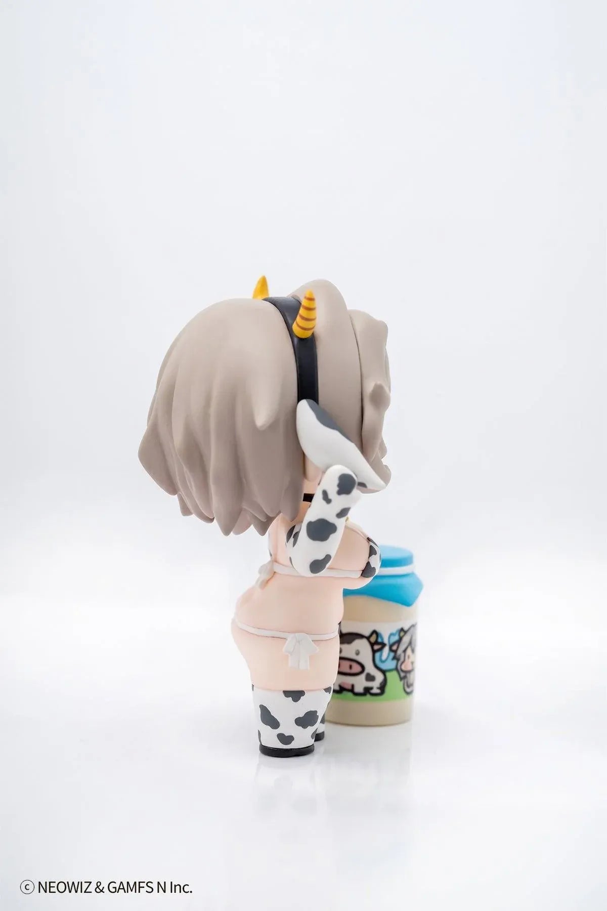 Milky Bikini Teresse-chan x illustration by JAZZ JACK Non Scale Figure featuring Teresse-chan in a cow-print bikini with horn details, floppy ears, and milk can accessory.