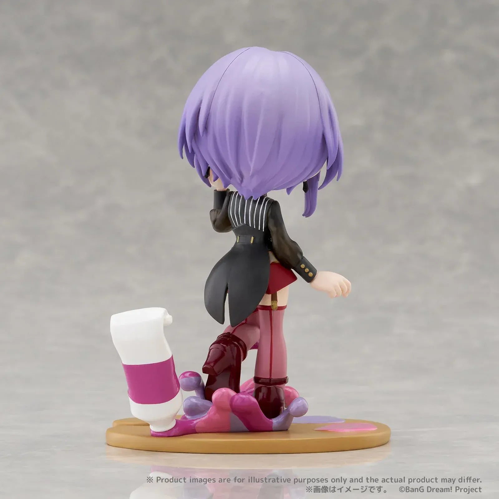 BanG Dream PalVerse Pale Ave Mujica Amoris chibi figure with lavender hair pink eyes gothic outfit and painter palette base