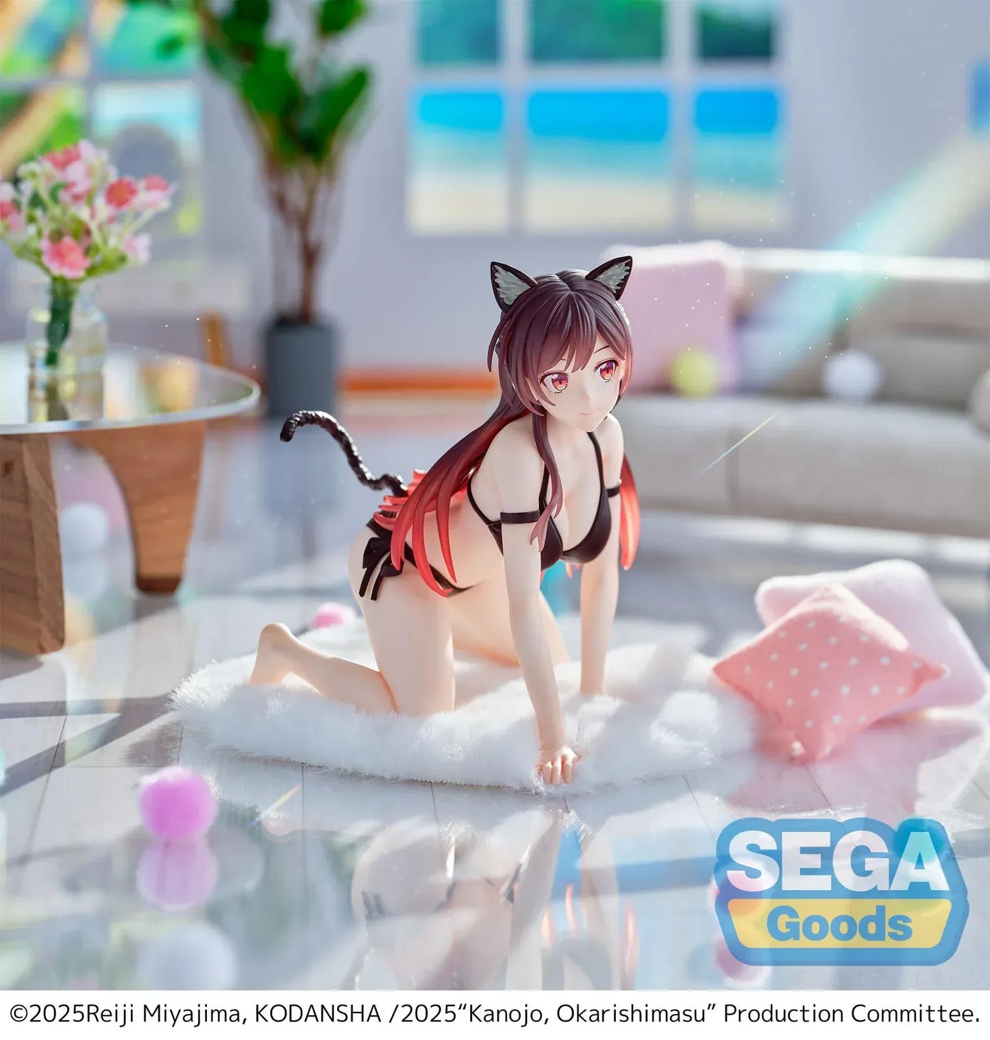 Chizuru Mizuhara Yumemirize figure in black bikini with cat ears from Rent-A-Girlfriend