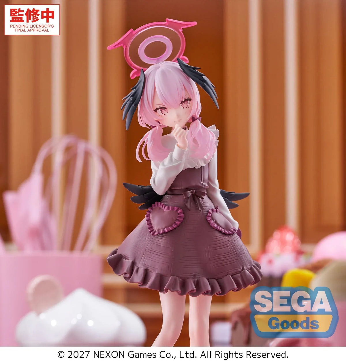 Blue Archive XStellar Koharu Happy Valentine figure wearing a chocolate-colored dress on a red heart-shaped base