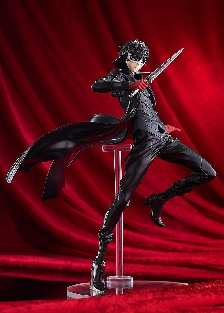 Persona 5 Royal POP UP PARADE L Joker figure in dynamic combat pose with black trench coat and dagger