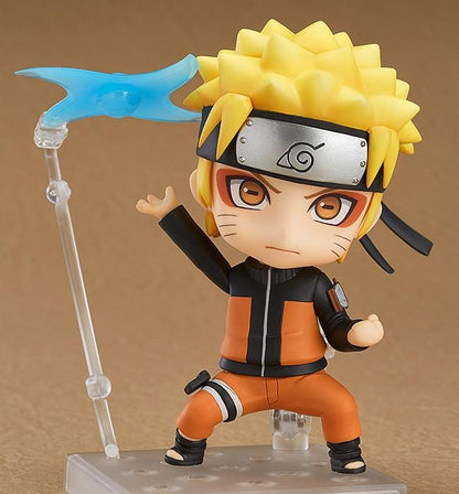 Chibi Nendoroid Naruto Uzumaki in orange jumpsuit performing the Shadow Clone Jutsu pose.