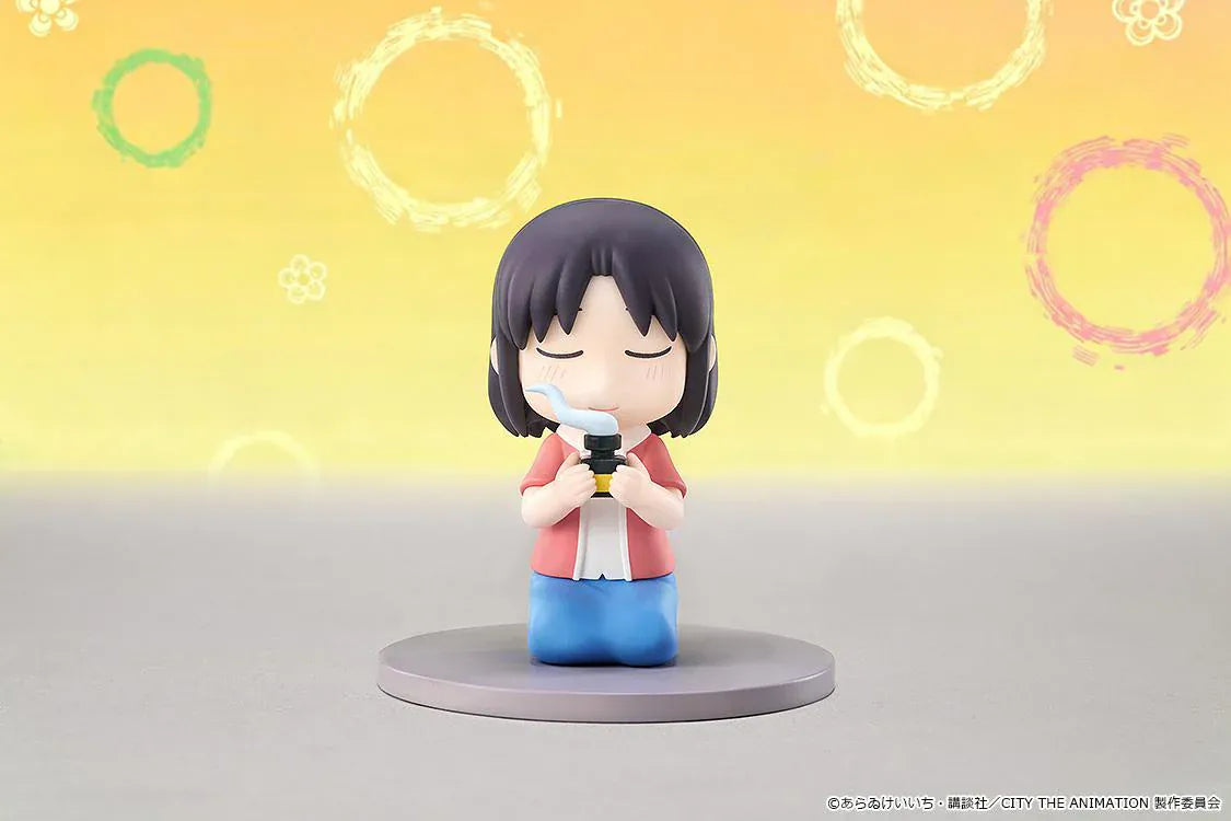 CITY THE ANIMATION Mini Memory Wako Izumi Figure kneeling with small bottle accessory, casual outfit, and display base
