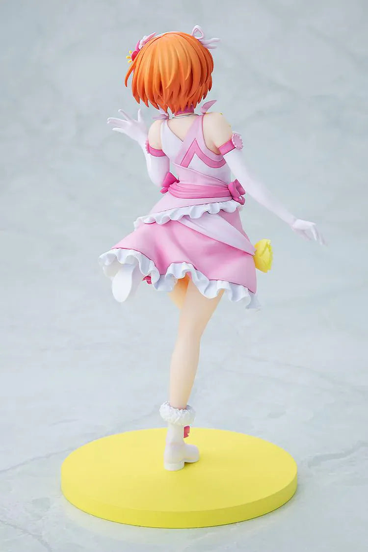 Love Live School Idol Project KD Colle Rin Hoshizora Bokutachi wa Hitotsu no Hikari Ver. Figure featuring Rin in a pink and white idol outfit with yellow flower accents, white gloves, and yellow display base.