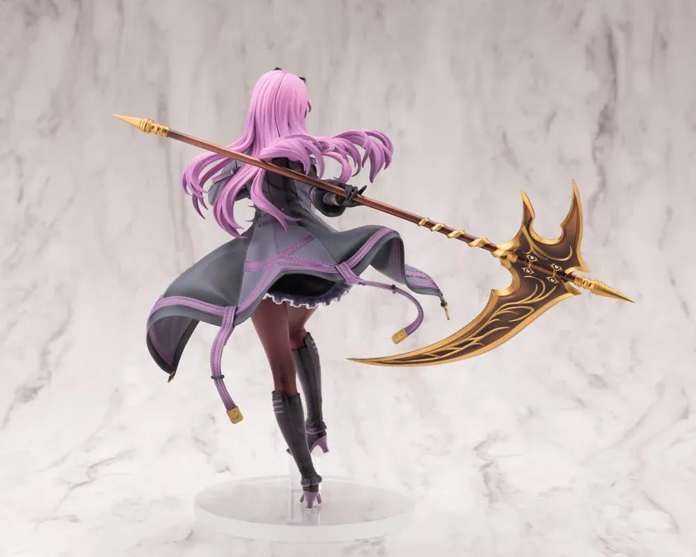 The Legend of Heroes Renne Bright Ver. 2 1/8 scale figure holding a large golden scythe in a black-and-purple outfit.
