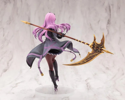 The Legend of Heroes Renne Bright Ver. 2 1/8 scale figure holding a large golden scythe in a black-and-purple outfit.