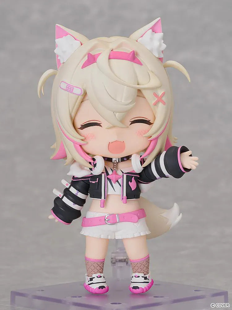 hololive production Nendoroid Mococo Abyssgard Figure with blonde hair pink wolf ears and black-and-pink outfit
