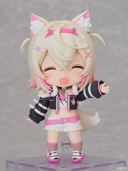 hololive production Nendoroid Mococo Abyssgard Figure with blonde hair pink wolf ears and black-and-pink outfit