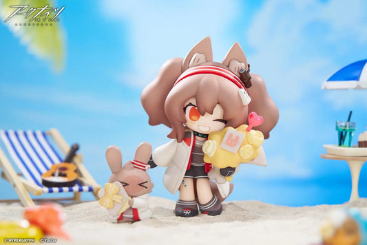 Arknights Cuties Series Angelina Chibi Figure with bunny companion, flower bouquet, baskets, and flower shop display accessories