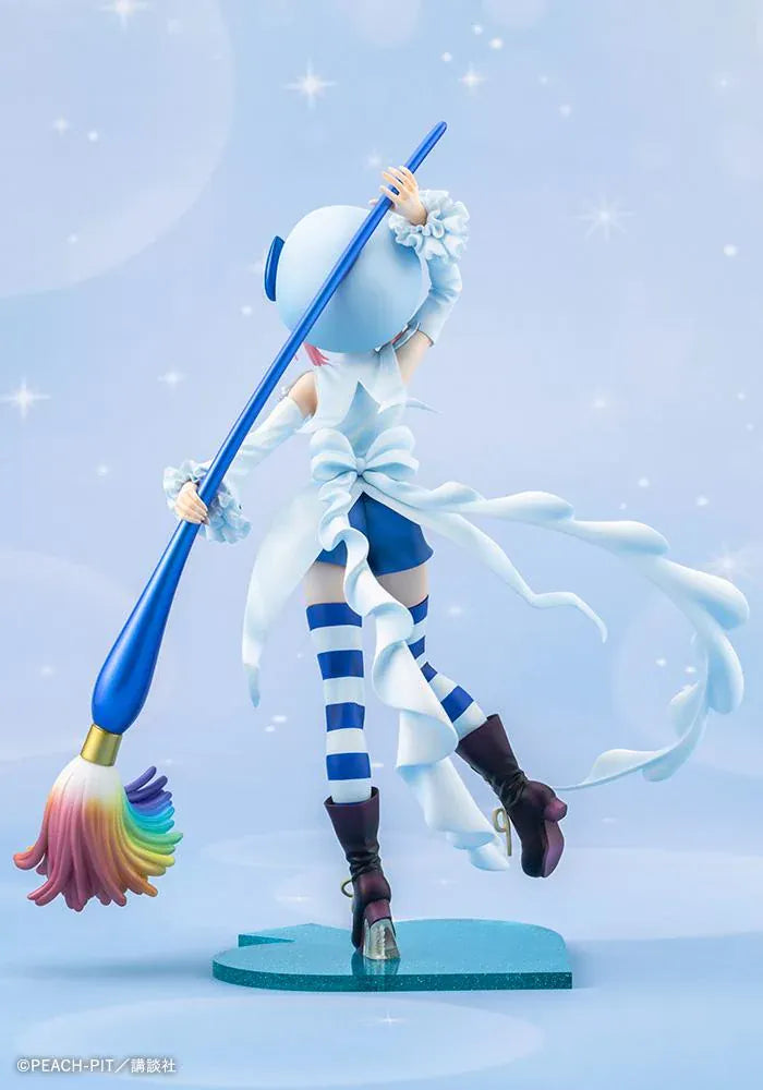 Amulet Spade 1/7 scale figure with pink hair, a white-and-blue costume, striped stockings, and an oversized rainbow-tipped paintbrush.