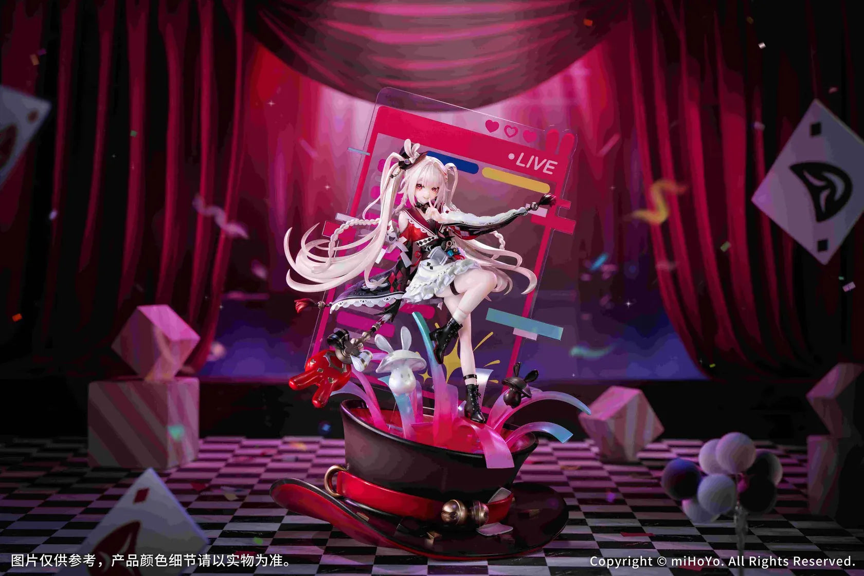 Honkai Star Rail Sparxie Bonus Edition 1/7 Scale Figure with top hat base, rabbit accessories and livestream-inspired backdrop