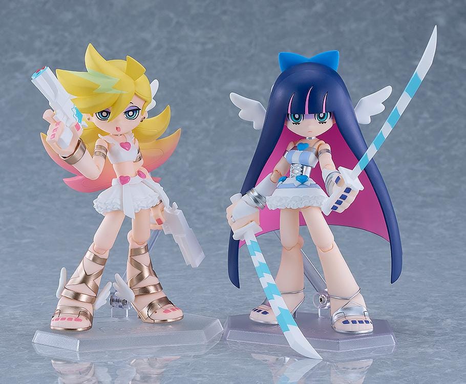 New PANTY & STOCKING with GARTERBELT figma Panty and Stocking Angel ver Figure Set in white angel outfits with halos and wings