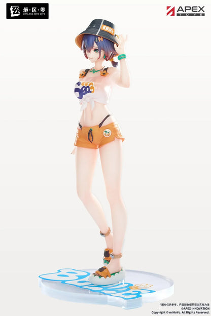 Zenless Zone Zero Limepie Belle Summer Skies 1/8 scale figure featuring Belle in a summer outfit with a bucket hat and orange shorts