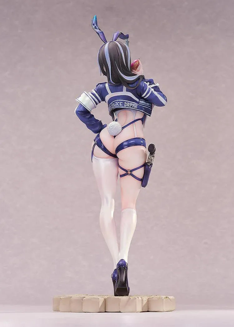 CheLA77 Illustration Bunny Cops_02 1/6 scale figure featuring a bunny police officer in a navy blue outfit holding a pink frosted donut