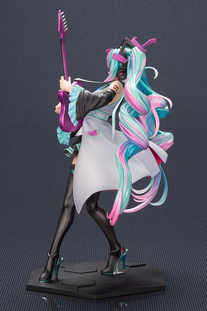 Vocaloid Bishoujo ReMIX Hatsune Miku 1/7 Scale Figure Rerun featuring Miku with teal and pink twin tails, headphones, electric guitar, black boots, and stage-inspired outfit.