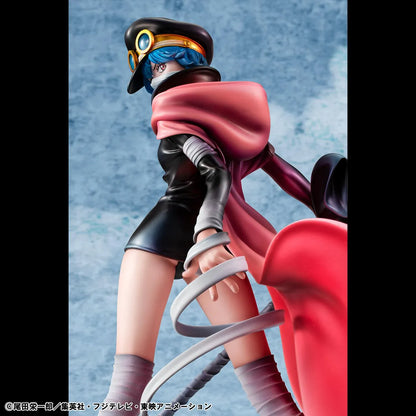 One Piece Portrait Of Pirates Elevated Boost Saint Gunko Figure with black outfit, red cape, goggles, and weapon
