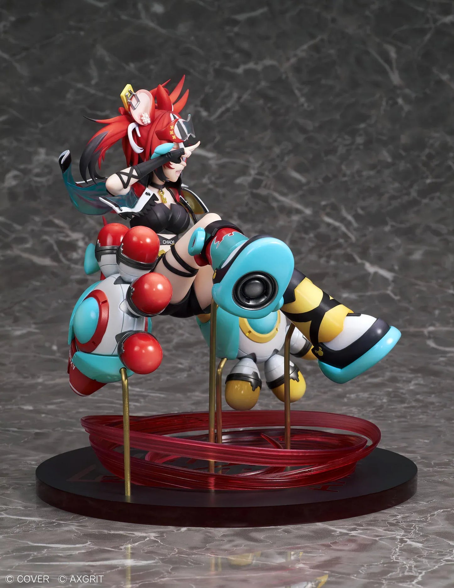 Hololive Hakos Baelz AXGRIT version 1/7 scale figure with dynamic pose red twin tails and mechanical companions