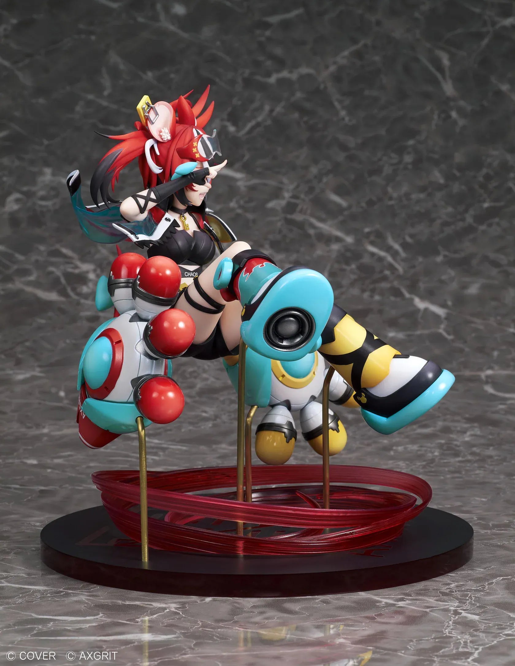 Hololive Hakos Baelz AXGRIT version 1/7 scale figure with dynamic pose red twin tails and mechanical companions