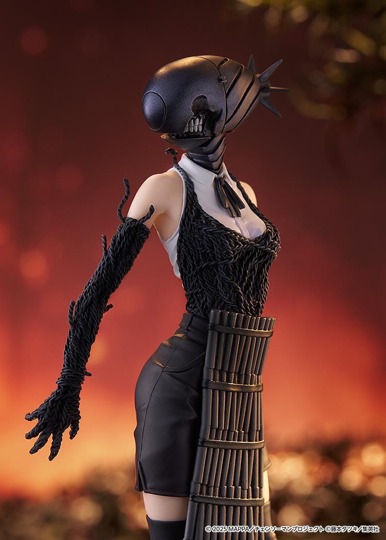 Chainsaw Man The Movie Reze Arc Pop Up Parade Bomb figure with bomb helmet, black outfit, and explosive leg wrap standing pose