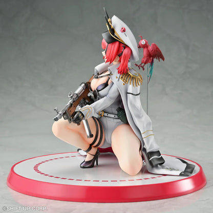 Goddess of Victory: Nikke Mast 1/7 scale figure kneeling on red-and-white base in white naval uniform with rifle and red parrot