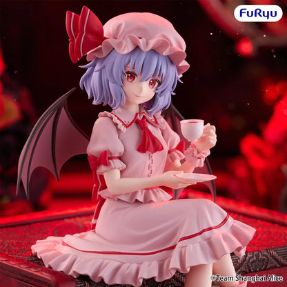 Touhou Project Remilia Scarlet Noodle Stopper figure seated with a teacup, pink dress, and bat wings