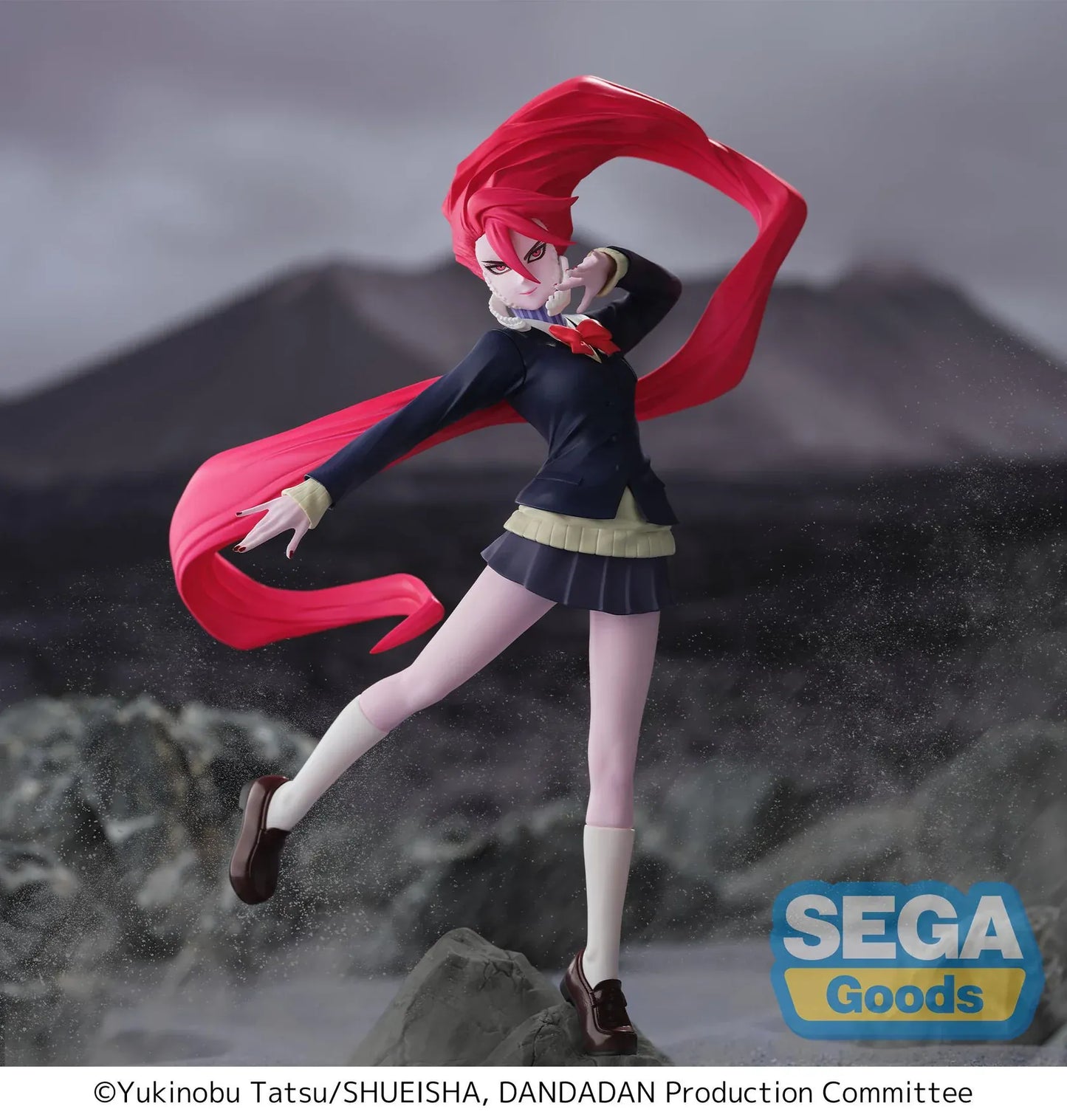 Dandadan Luminasta Aira Transformed Figure with flowing red hair in a dynamic action pose