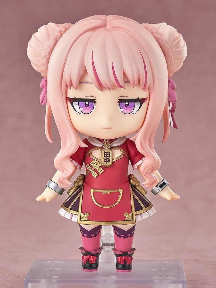 HimeHina Channel Nendoroid No.2871 Tanaka Hime in red idol outfit with twin buns and fanged smile
