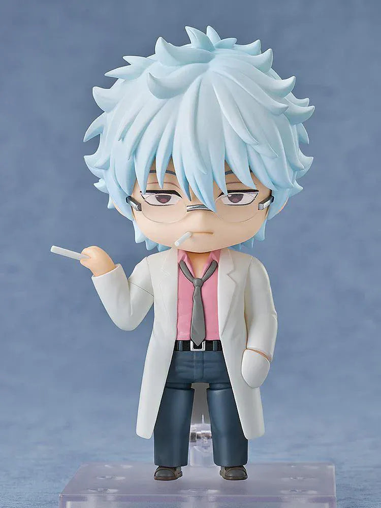 Gintama Mr. Ginpachi's Zany Class Nendoroid No.2898 Ginpachi Sakata chibi figure in white lab coat with glasses and book