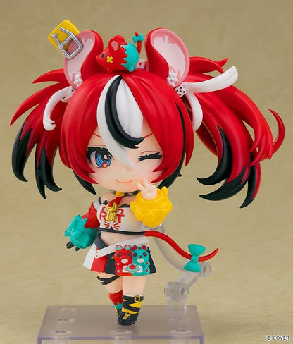 hololive production Nendoroid Hakos Baelz Figure with red twin-tail hair, mouse-inspired details, colorful outfit, and playful expression