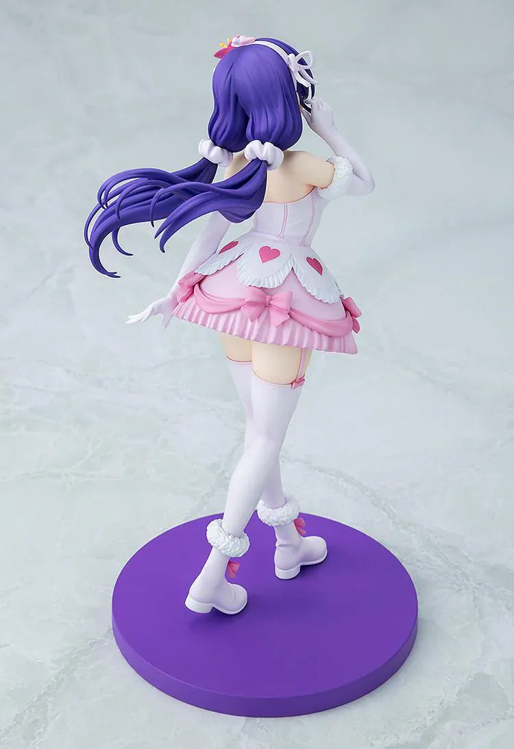 Love Live School Idol Project Nozomi Tojo Bokutachi wa Hitotsu no Hikari Ver. Figure with purple hair, pink-and-white idol outfit, heart details, and purple base