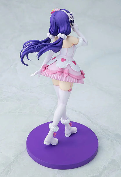 Love Live School Idol Project Nozomi Tojo Bokutachi wa Hitotsu no Hikari Ver. Figure with purple hair, pink-and-white idol outfit, heart details, and purple base