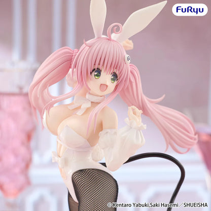To Love-Ru Darkness BiCute Bunnies Lala Satalin Deviluke figure wearing a white bunny outfit with pink hair, bunny ears, fishnet tights, and a heart-tipped devil tail