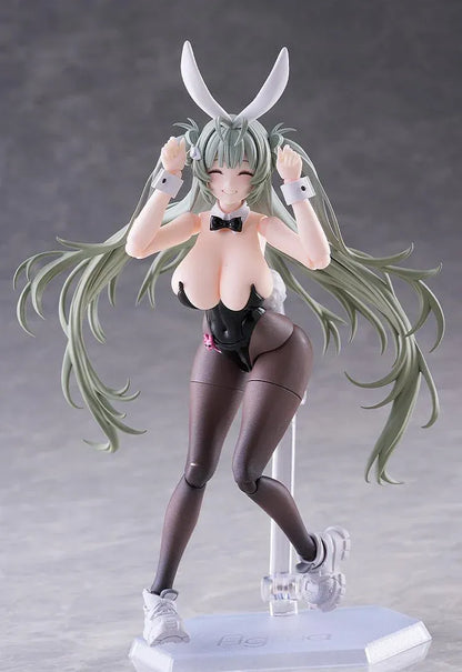 GODDESS OF VICTORY: NIKKE figma Soda Twinkling Bunny figure wearing a black bunny outfit and holding a weapon.