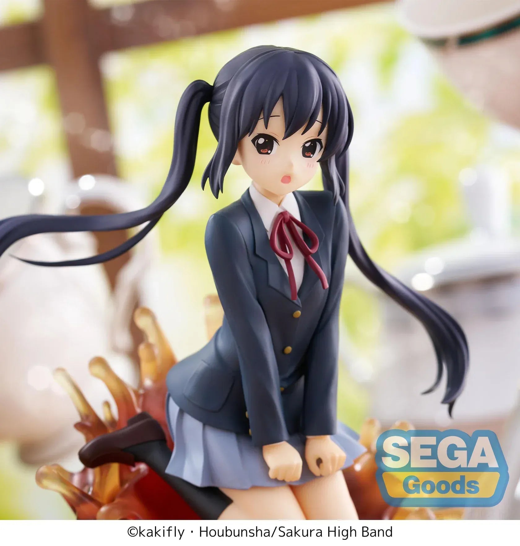 Azusa Nakano Luminasta figure from K-On sitting on teacup with splash effect and school uniform