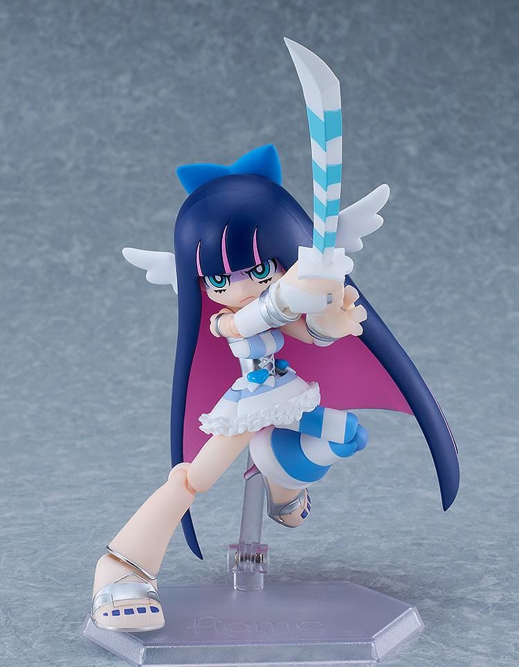 New PANTY & STOCKING with GARTERBELT figma Stocking Angel ver Figure with blue and pink hair, white angel outfit, halo, and wings