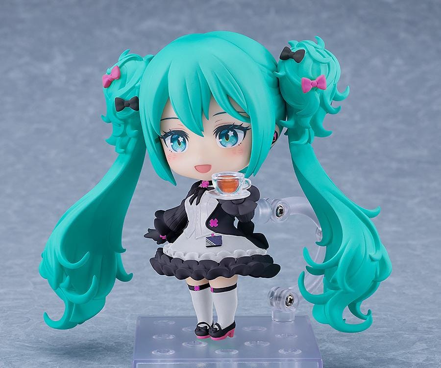 Hatsune Miku Glasses x Café Ver Nendoroid figure with teapot, teacup, glasses, and maid-inspired café outfit