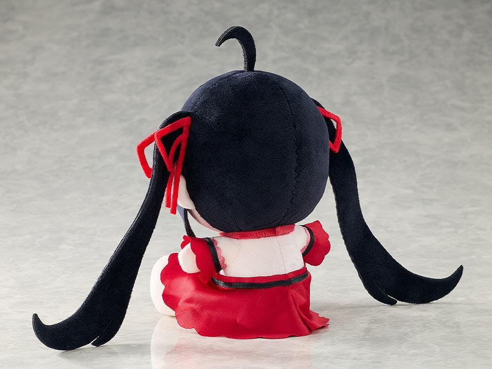 Azur Lane Taihou Private Quarters Punipuni Plushie featuring Taihou with black twin tails, red eyes, and her elegant red outfit in a soft plush design