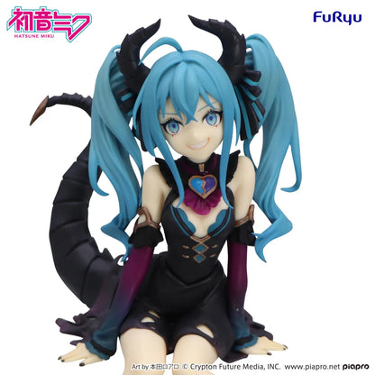 Hatsune Miku Villain Version noodle stopper figure with horns and tail sitting pose